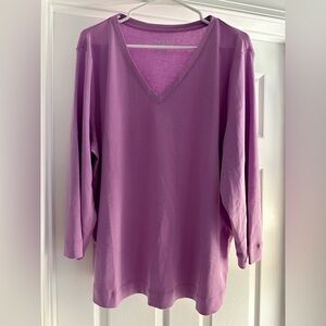Chico's Lavender 3/4 Sleeve V-Neck Top